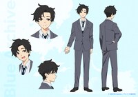 先生（CV：坂田将吾）のキャラクター設定画。