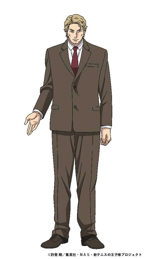 ケン・レンドール（CV：小林親弘）。ドイツ代表の監督。かつては、ドイツテニスアカデミー（GTA）のコーチをしており、まだ幼かったQ・Pの才能を見抜き指導していた。  (c)許斐剛／集英社・NAS・新テニスの王子様プロジェク ト