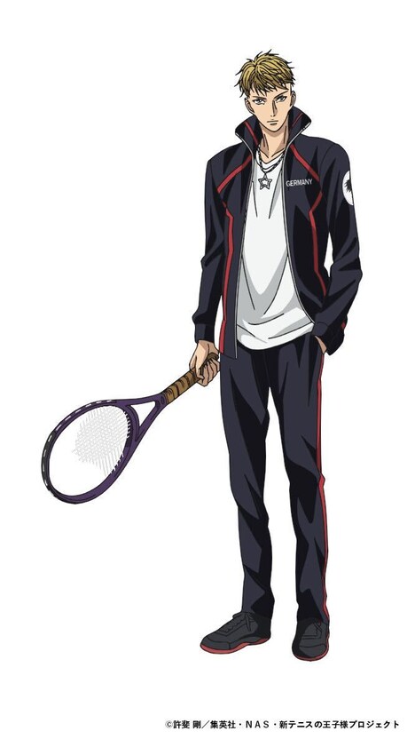 ベルティ・B・ボルク（CV：井藤智哉）。ユルゲン・バリーサヴィチ・ボルクの実弟。ダブルス専門のプロテニスプレイヤー。「テニスAI」と呼ばれ、相手のデータなどすべてをインプットしプロファイリングにより試合を優位に展開する。  (c)許斐剛／集英社・NAS・新テニスの王子様プロジェク ト