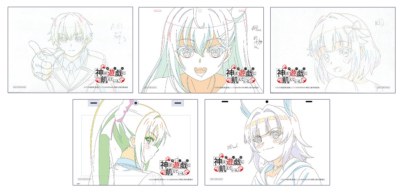 コラボフードを注文するともらえる、各キャラクターの「原画ポストカード」。