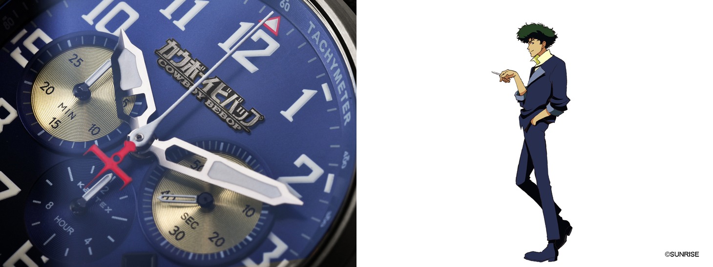 スパイクのジャケットとシャツの色が落とし込まれた文字盤。