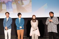 「アストロノオト」の先行上映イベントの様子。左から春日森春木監督、斉藤壮馬、降幡愛、高松信司総監督。