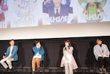 「アストロノオト」の先行上映イベントの様子。左から春日森春木監督、斉藤壮馬、降幡愛、高松信司総監督。