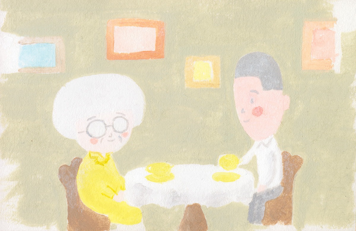 「ふたり 矢部太郎展」のための描き下ろしアクリル画。
