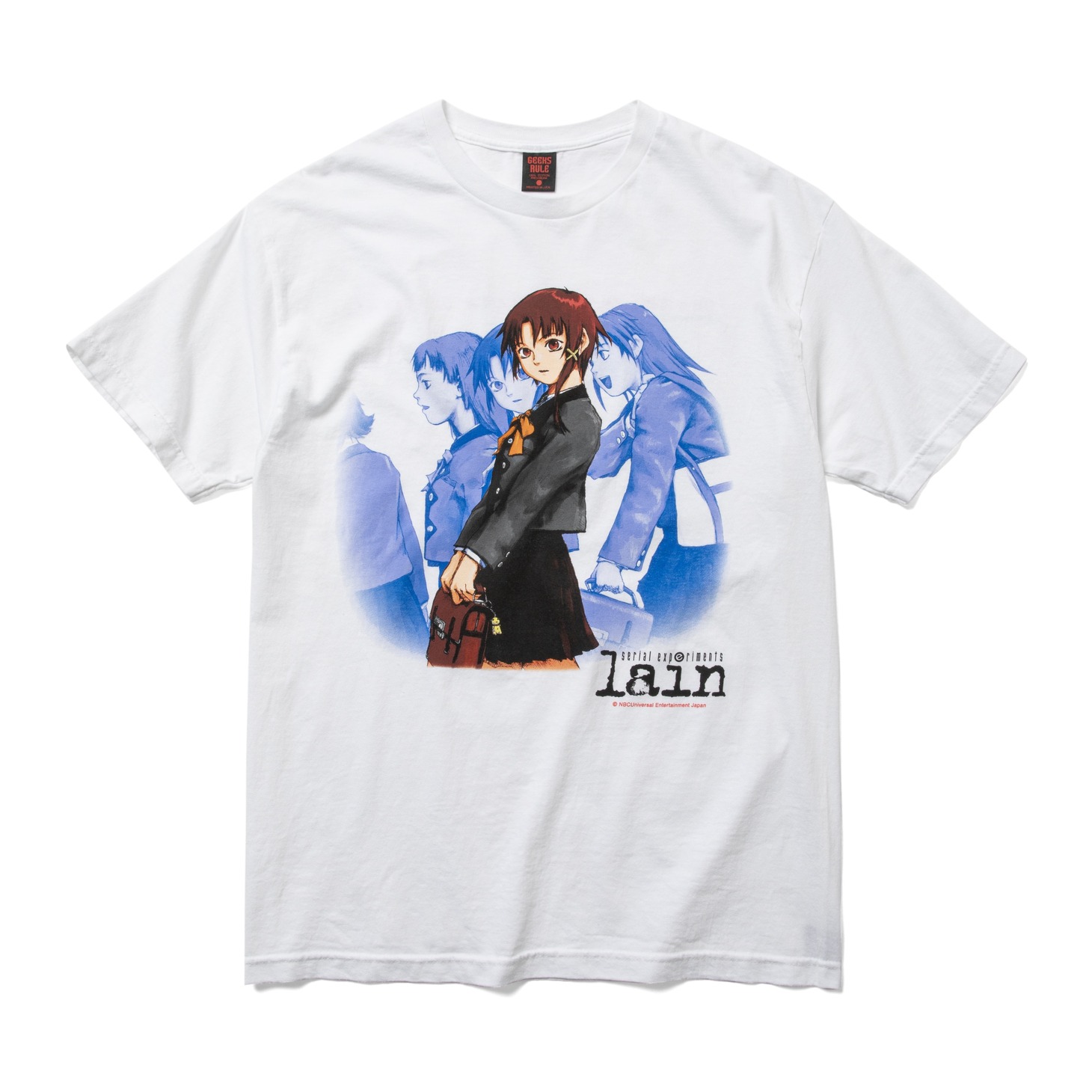 展示される「serial experiments lain× GEEKS RULE 12 SILKSCREEN PRINTING T SHIRT vol.03」。 (c)NBCUniversal Entertainment Japan