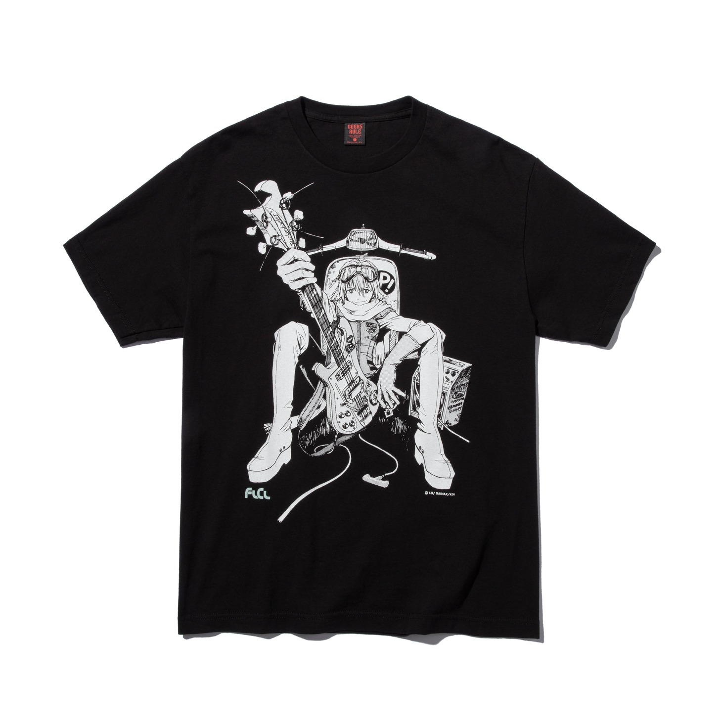 展示される「FLCL × GEEKS RULE SILKSCREEN PRINTING T SHIRT（ハル子）」。 (c)IG / GAINAX / KGI