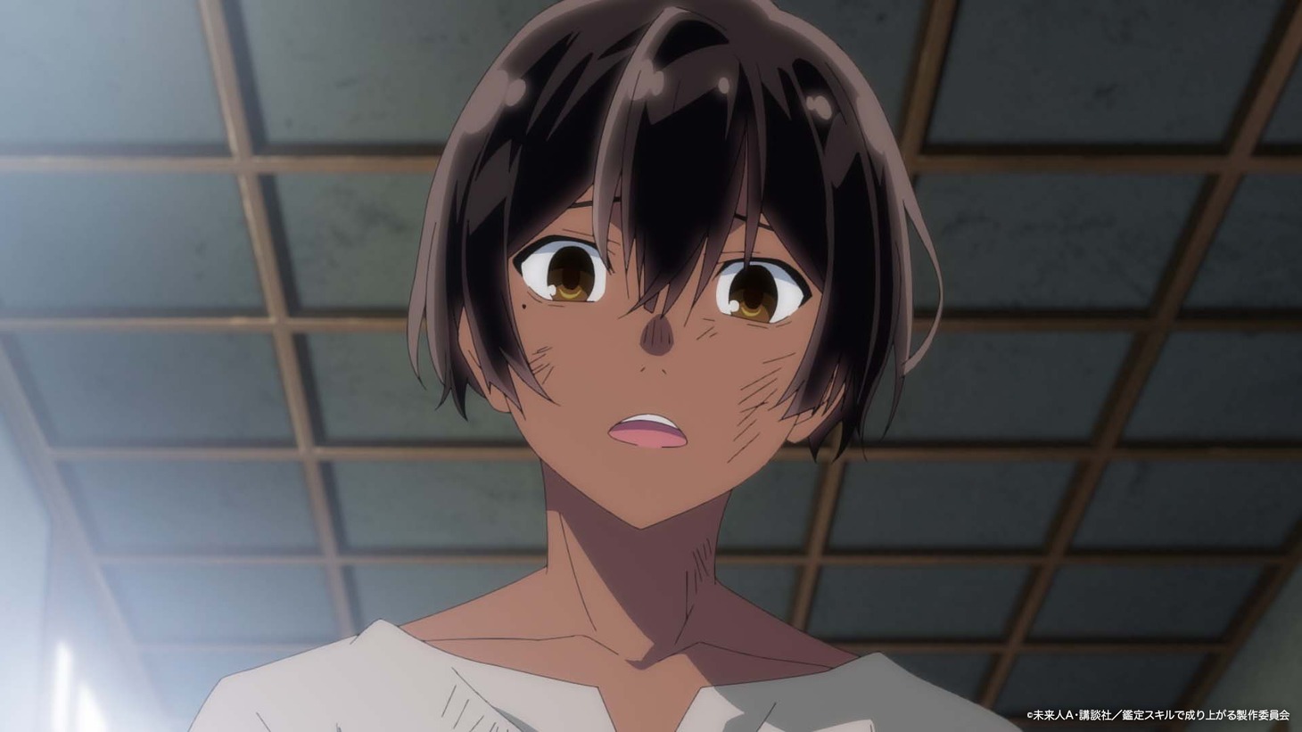 第1話「転生と鑑定」より。 (c)未来人A・講談社／鑑定スキルで成り上がる製作委員会