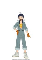 佐野（CV：春野杏）。七煌星団のメンバーで、ナイトメアフレームの整備などを担当するメカニック。 (c)SUNRISE／PROJECT G-ROZE　Character Design (c)2006-2024 CLAMP・ST