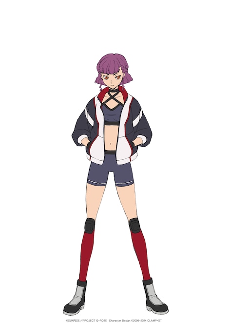 ハルカ（CV：富田美憂）。七煌星団の1人で、努力家な一面を持つ。ナイトメアフレームの操縦を得意とする。 (c)SUNRISE／PROJECT G-ROZE　Character Design (c)2006-2024 CLAMP・ST