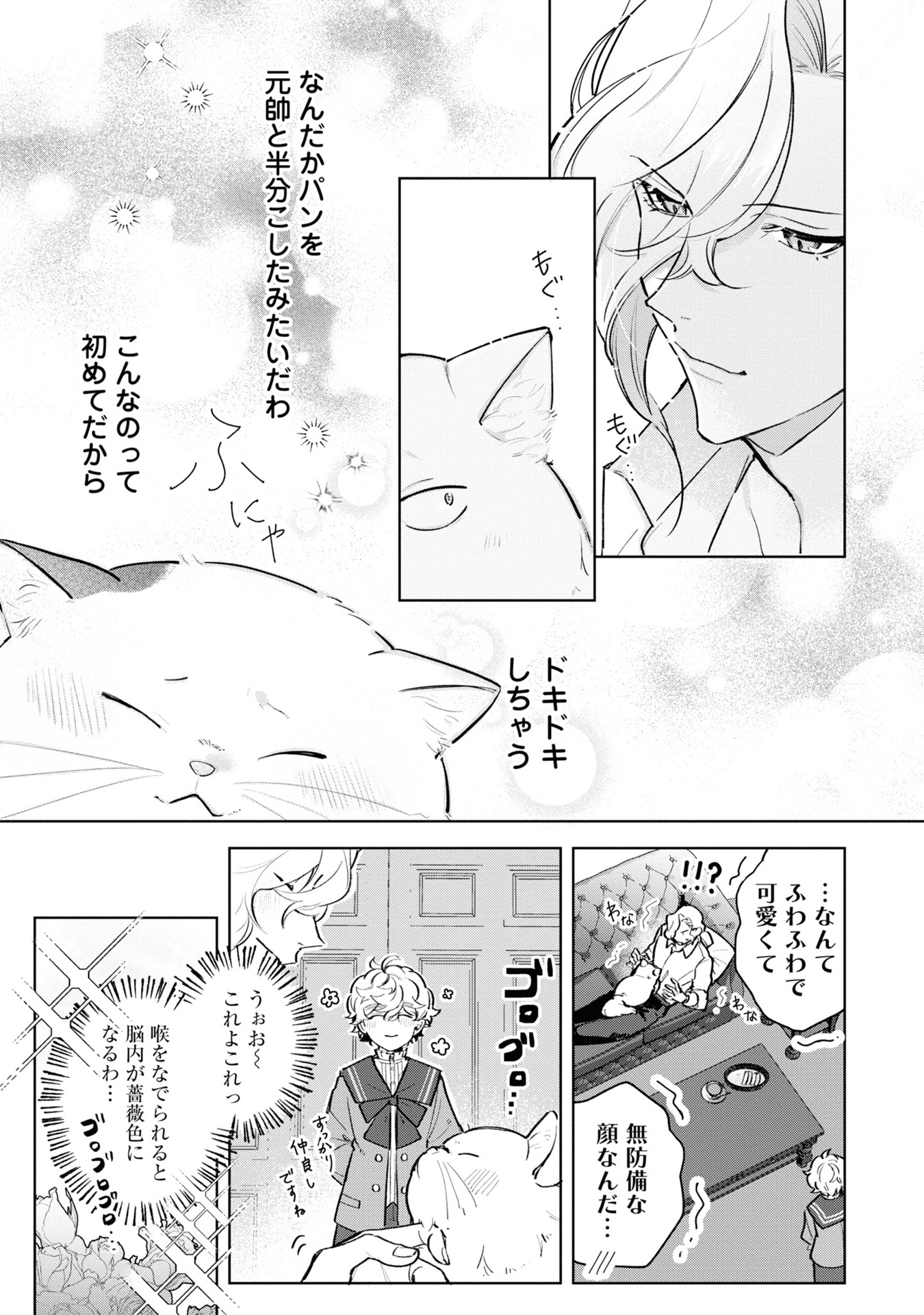 「ブサ猫に変えられた気弱令嬢ですが、最恐の軍人公爵に拾われて気絶寸前です」2巻より。