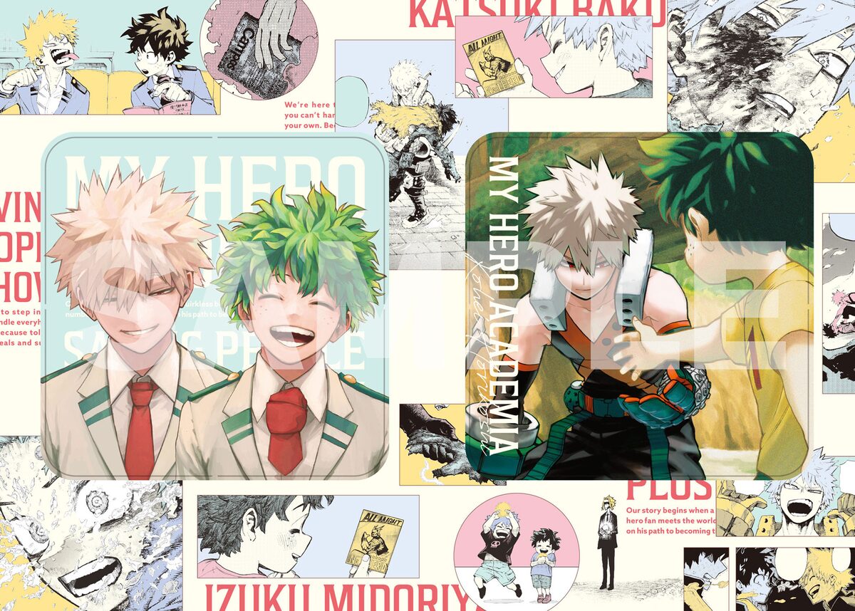 ジャンプGIGA Spring 春 ヒロアカ リボーン 少年ジャンプ GIGA 2024 SPRING付録となる両面コースターの絵柄。 (c)堀越耕平／集英社 - ヒロアカ特集、堀越耕平が「オールマイトから褒められた瞬間のイメージ」のデク＆爆豪描く  [画像ギャラリー 8/16] - コミックナタリー