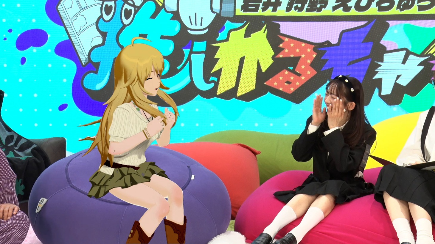「岩井 狩野 えびちゅうの推しかるちゃー」スタジオの様子。 (c)ＭＢＳ (c)窪岡俊之 THE IDOLM@STER™& (c)Bandai Namco Entertainment Inc.