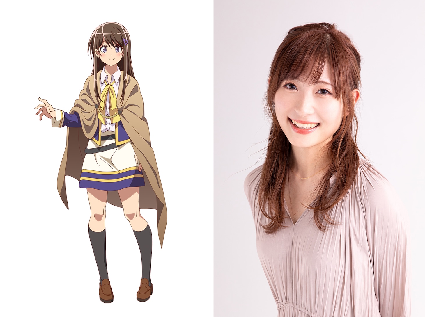 左から委員長、白石晴香。委員長は才色兼備で文武両道。人望があり、集団を率いる才能に秀でている。遥とは幼ななじみで、小学校1年生から11年連続同級生。また11年連続委員長の経歴を持つ。