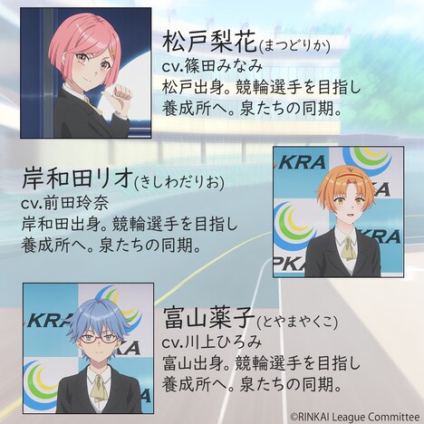 TVアニメ「リンカイ！」第3話から登場する新キャラクターとそのキャスト。 (c)RINKAI League Committee