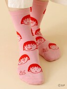 「ちびまる子ちゃんフェイス総柄ソックス」着用イメージ
