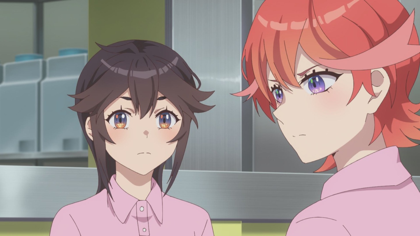 アニメ「リンカイ！」第4話「真剣勝負」の場面カット。(c)RINKAI League Committee