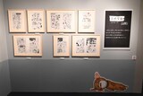「桜井のりお 画業20周年記念展～ひすとりーすくーる～」より、「子供学級」のコーナー。