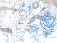 「領域之弐：デジタル作画メソッド」で展示される創作工程資料。 (c)芥見下々／集英社