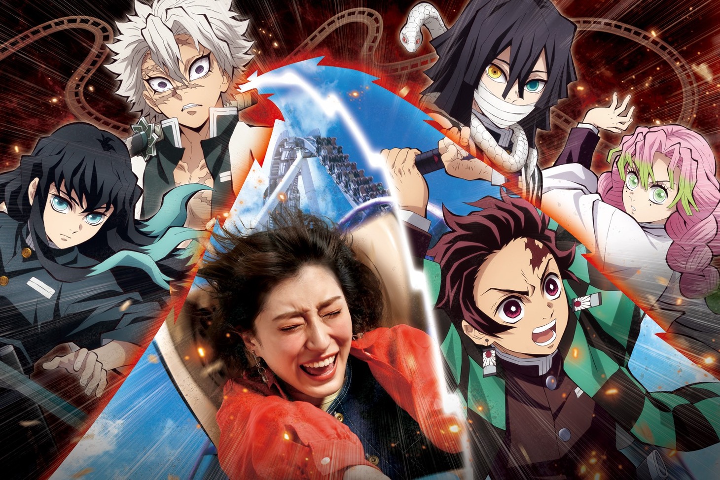 「鬼滅の刃 柱稽古編×ハリウッド・ドリーム・ザ・ライド」第1弾のビジュアル。
