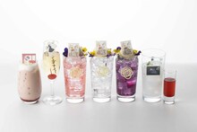 左から「赤ちゃんの苺ミルクティー」「麻宮サキの『卒業スパークリングワイン』」「花ざかりのクリームソーダ」「ぼくの地球を守って～夢みる桜カクテル🌸～」。(c)和田慎二・日渡早紀・羅川真里茂・中条比紗也/白泉社