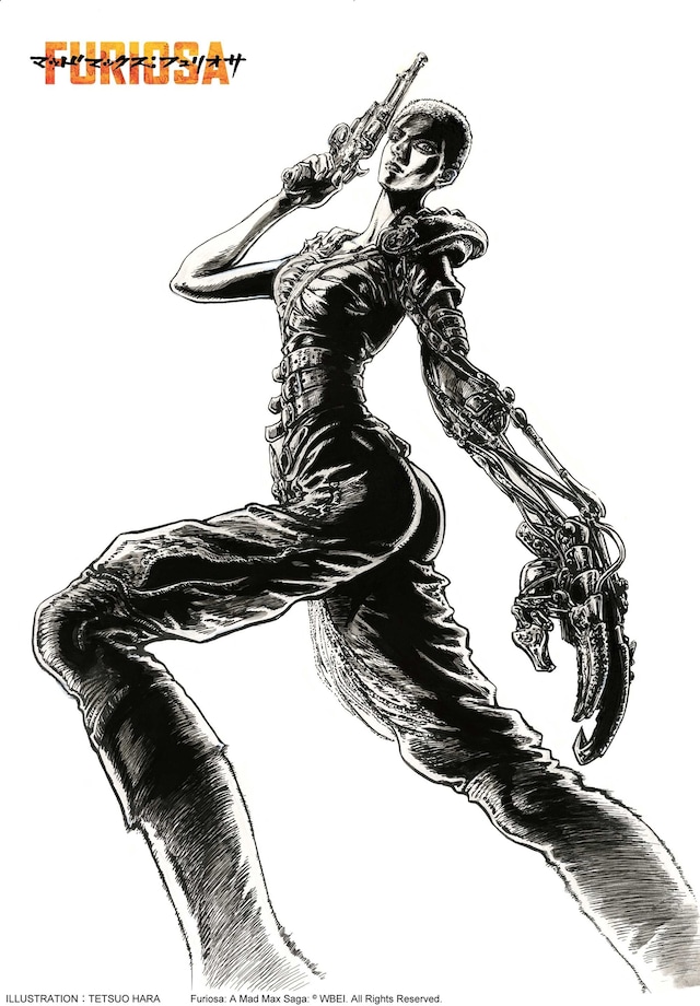 原哲夫と「マッドマックス：フュリオサ」のコラボイラスト。（Illustration：Tetsuo Hara）