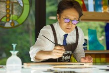 荒木飛呂彦のパブリックアート制作風景。