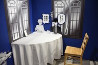 「天野明展 The Characters」の「鴨乃橋ロンの禁断推理」エリアにある、フォトスポット。(c)天野明／集英社