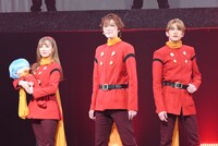 左から001／イワン・ウイスキー（CV：天華えま）、音波みのり扮する003／フランソワーズ・アルヌール、七海ひろき扮する009／島村ジョー、高橋駿一扮する002／ジェット・リンク。