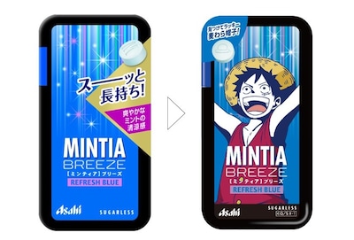 TVアニメ「ONE PIECE」と「ミンティアブリーズ」のコラボパッケージ。