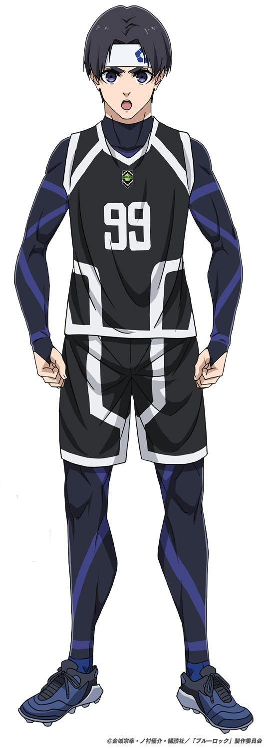 七星虹郎（CV：波多野翔）。独特の訛りが特徴の好青年。“ブルーロック（青い監獄）”のロゴが入ったヘアバンドを巻いている。突出した武器やずば抜けた身体能力は持っていないが、三次セレクションまで勝ち残っているだけあり、ストライカーとして確かな実力を誇る。(c)金城宗幸・ノ村優介・講談社／「ブルーロック」製作委員会
