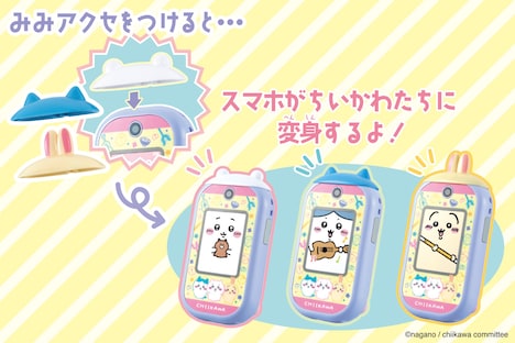 「ちいかわフォン」の遊び方イメージ。