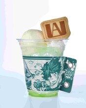 「『僕のヒーローアカデミア』グリーンアップルスウルトラ」カップスリーブ付き。 (c)堀越耕平／集英社