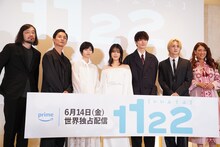 左から今泉力哉、高良健吾、西野七瀬、高畑充希、岡田将生、吉野北人、LiLiCo。