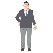 中山元邦（CV：諏訪部順一）。演劇部の部長。凛の演技の才能を認めて入部を勧める。持ちネタの「全力イケメン顔」は瑛二のスマホの待ち受けにされていた。 (c)斉藤ゆう／小学館／疑似ハーレム製作委員会