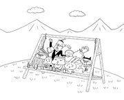 Tシャツ「ブランコで遊ぶよT」のデザイン。