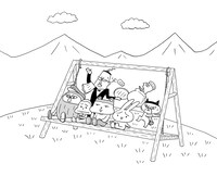 Tシャツ「ブランコで遊ぶよT」のデザイン。