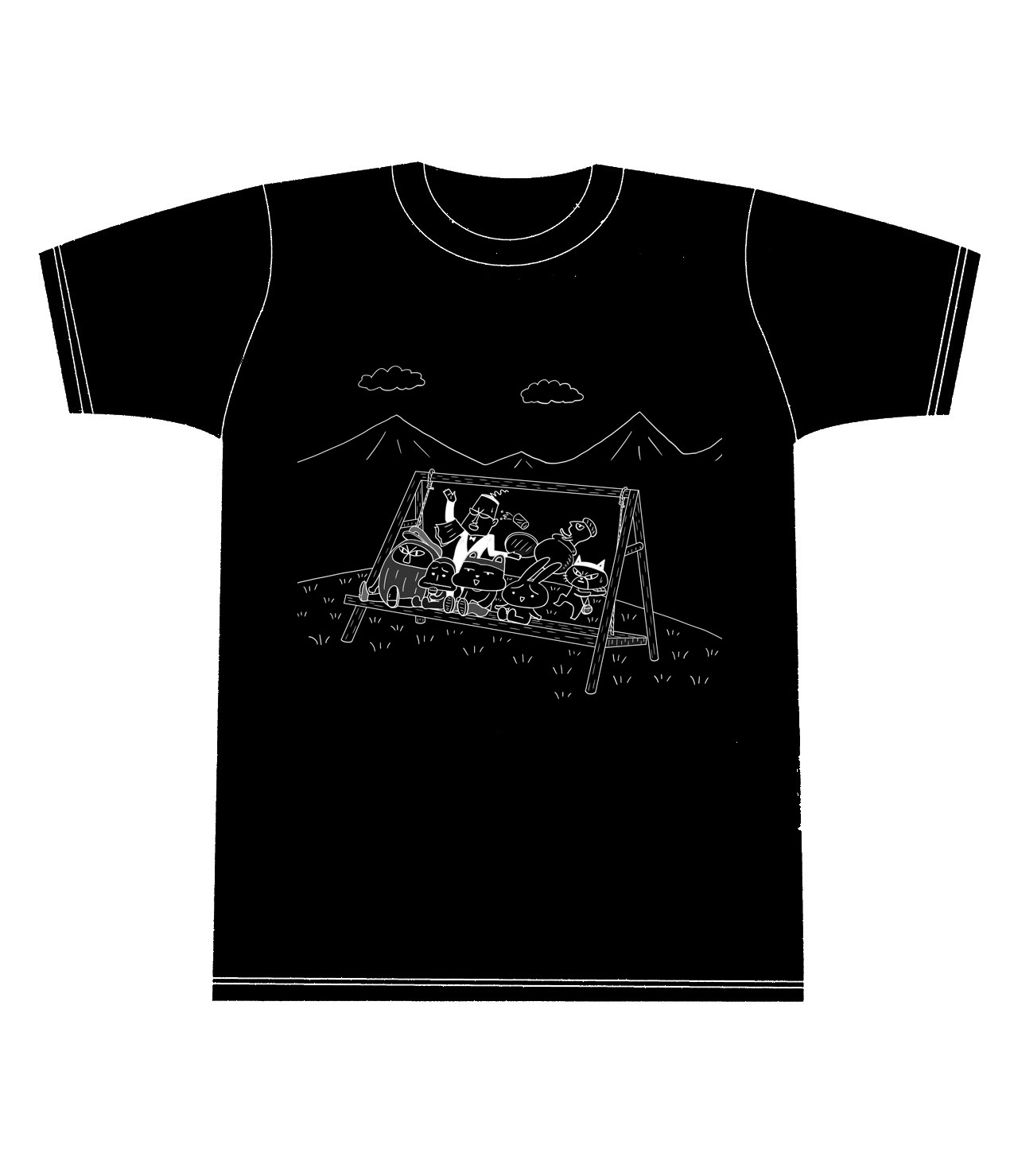 Tシャツ「ブランコで遊ぶよT」のバック（黒）。