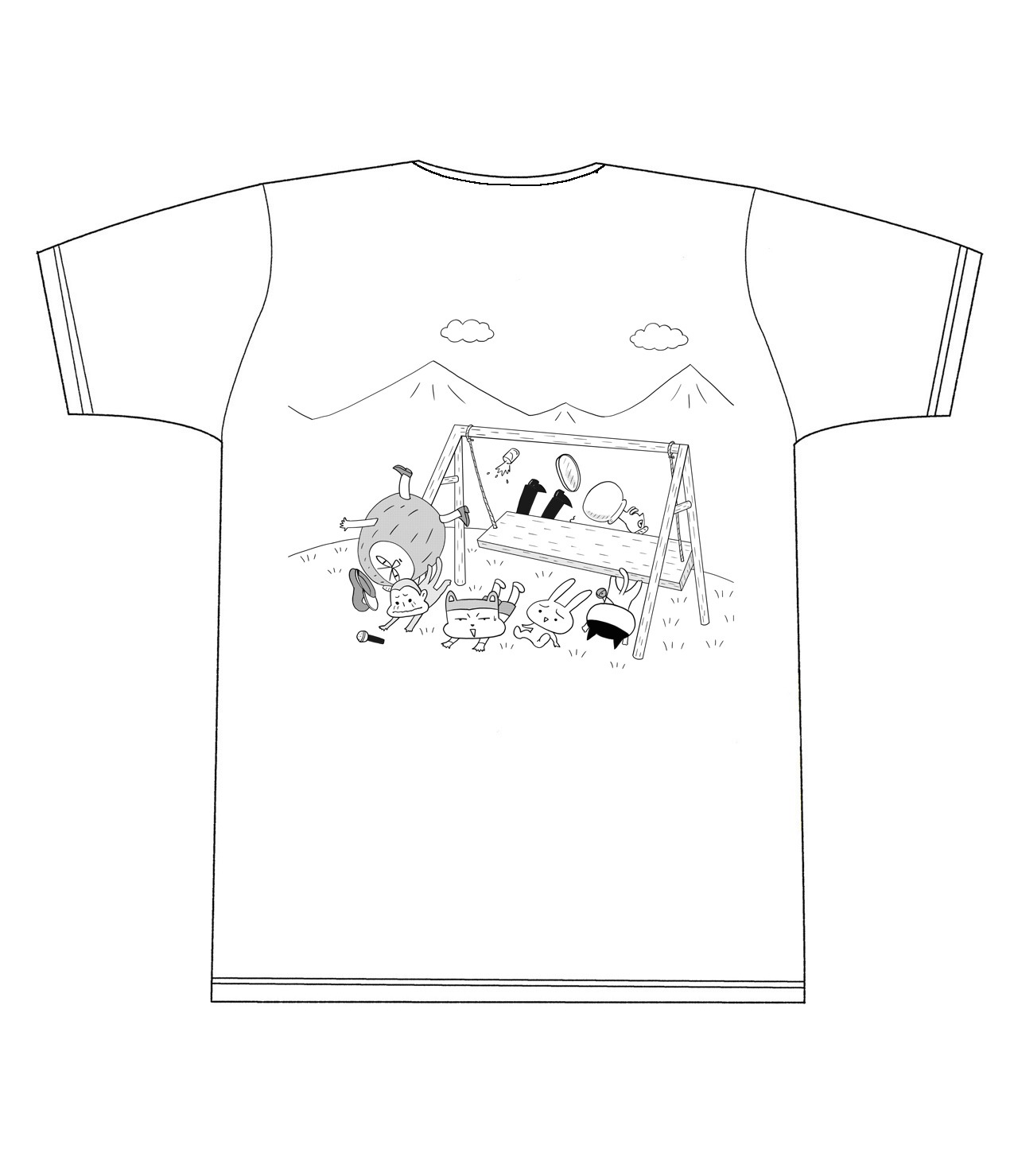 Tシャツ「ブランコで遊ぶよT」のバック（白）。
