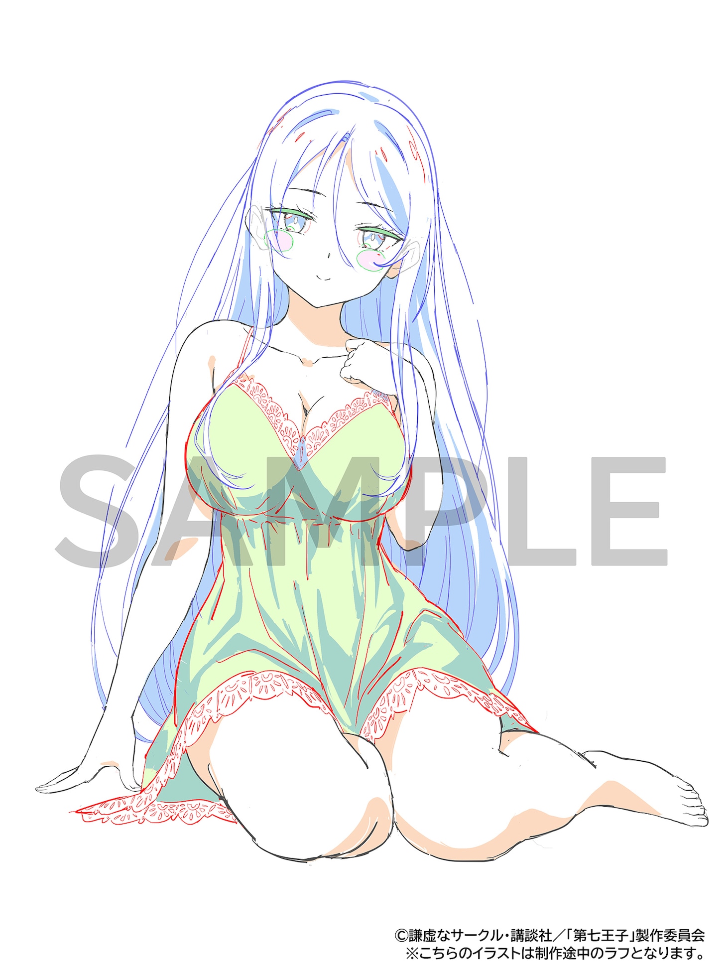 Blu-ray1巻の購入特典として、A-on STOREで用意される「描き下ろしイラスト使用アクリルパネル（シルファ）＆場面写真使用L判ブロマイド6枚セット」のラフイラスト。