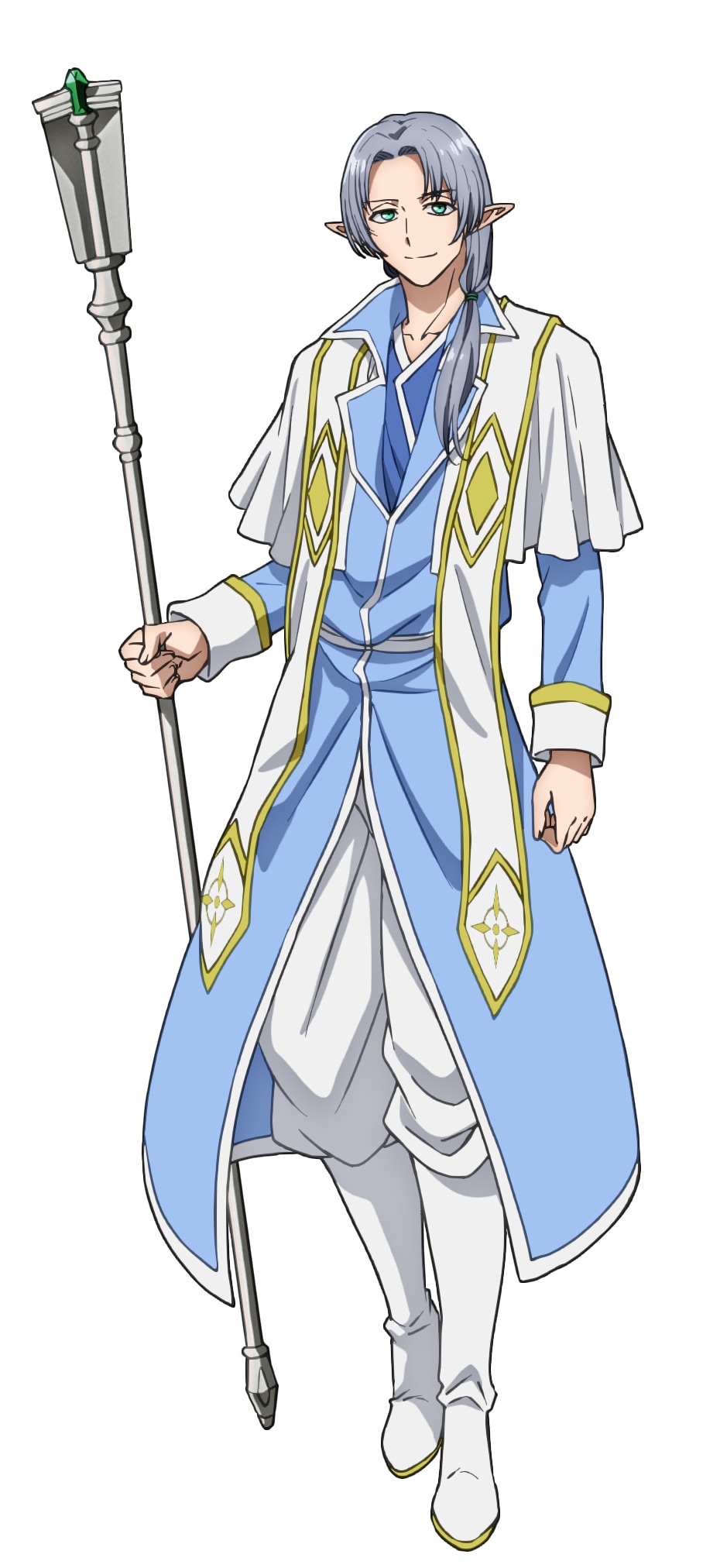 ヴォルフ（CV：島崎信長）。ドリッテン聖堂の司教。「颶風の大魔道士」の異名を持ち、世界最強の魔法使いの一人といわれる神官。女性からの人気も高い色男。