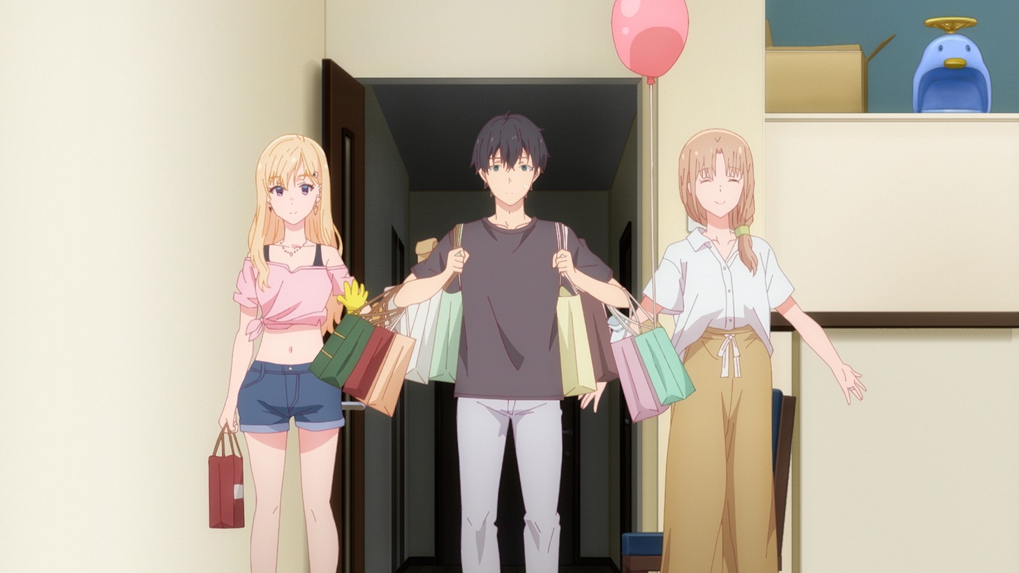 TVアニメ「義妹生活」第1話「他人 と ただいま」の場面カット。