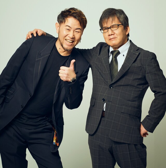 真島ヒロ（左）と森川ジョージ（右）。