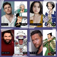 実写ドラマ「ONE PIECE」シーズン2より、スモーカー、たしぎ、ワポル、ドルトンとそのキャスト。
