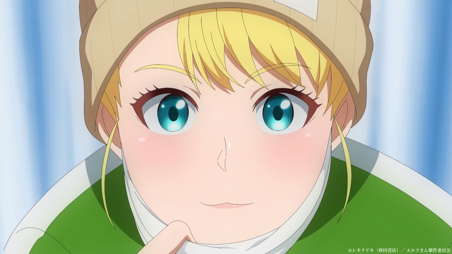 TVアニメ「エルフさんは痩せられない。」第1話の場面カット。