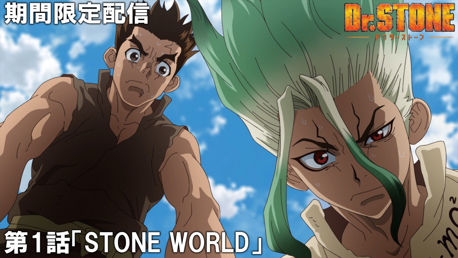 TVアニメ「Dr.STONE」第1期第1話のサムネイル画像。