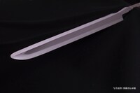 岐阜県関市の関鍛冶伝承館にて完全再現された「慶次の朱槍」の穂先。