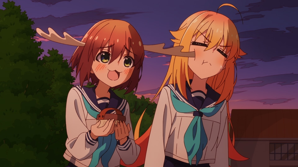 TVアニメ「しかのこのこのここしたんたん」第1話「ガール・ミーツ・シカ」の場面カット。