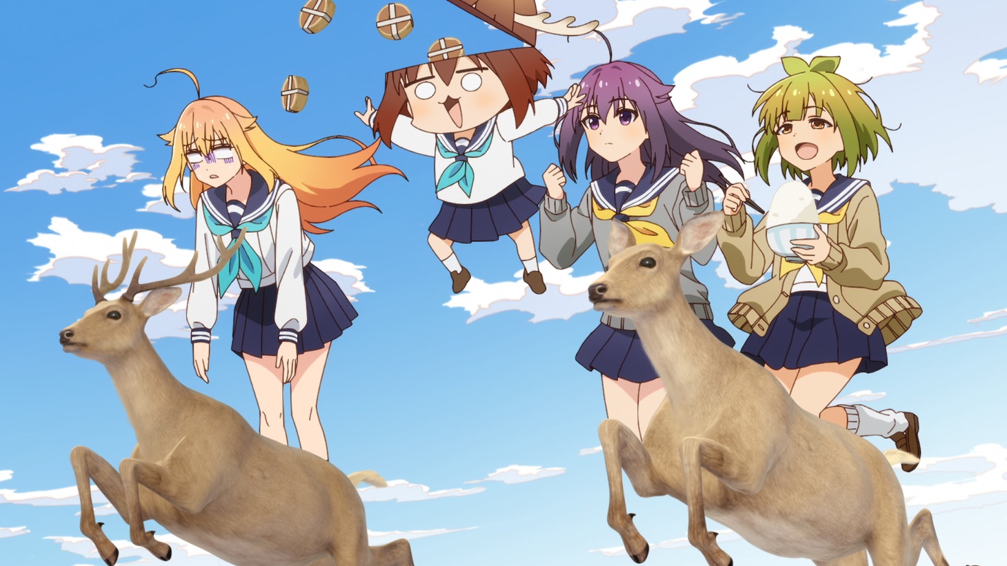 TVアニメ「しかのこのこのここしたんたん」のノンクレジットオープニング映像より。