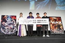 左からアルベド役の原由実、アインズ役の日野聡、デミウルゴス役の加藤将之、菊島憲文プロデューサー。