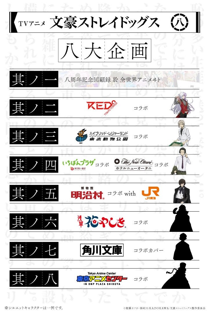 「八周年 八大企画」のスケジュール。